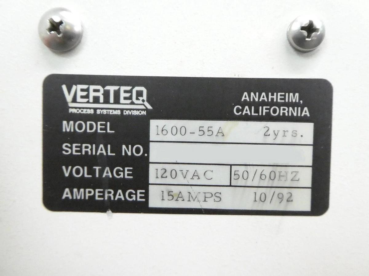 Used Verteq Process System 1600-55A SRD Spin Rinse Dryer SUPERCLEAN 1600 Untested