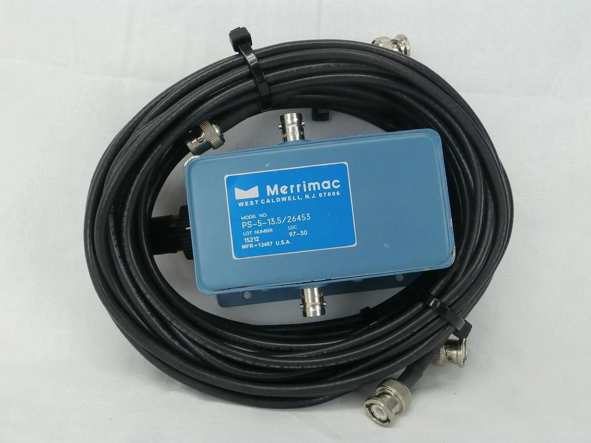 Used Merrimac PS-5-13.5/26453 RF Coaxial Phase Shifter with Cables 0260-1752-20 Used
