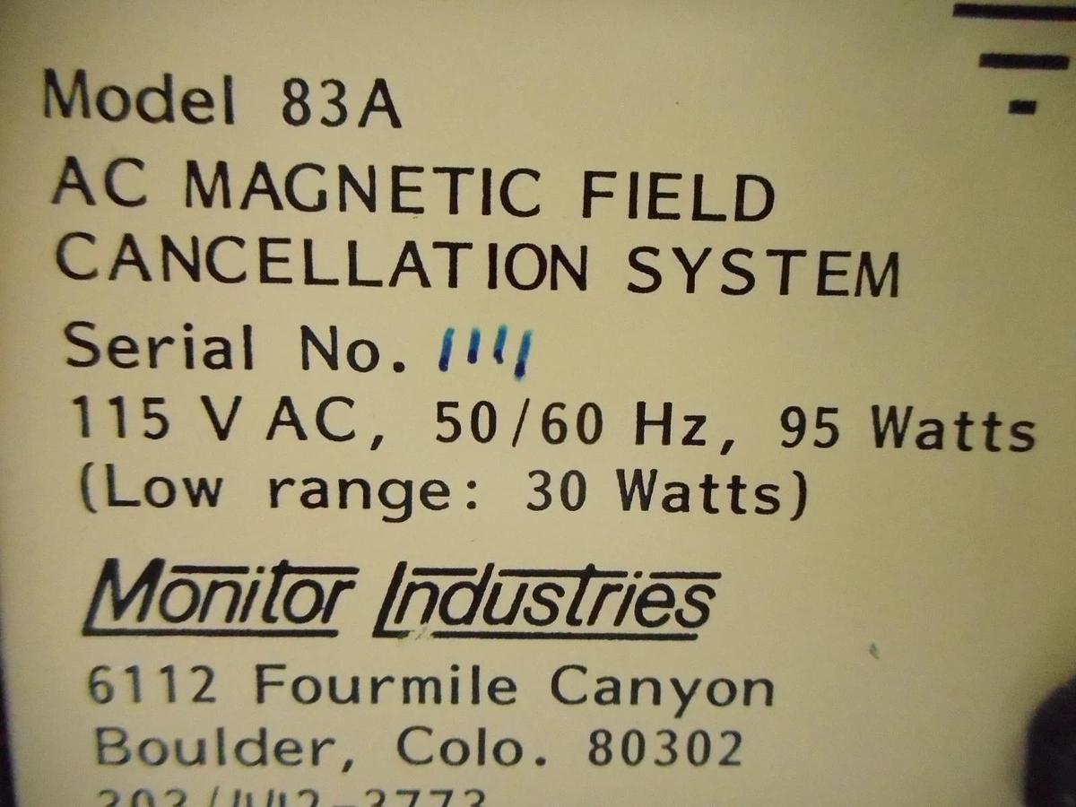 Used Monitor Industries Model 83A AC Magnetic Field Cancellation System Used