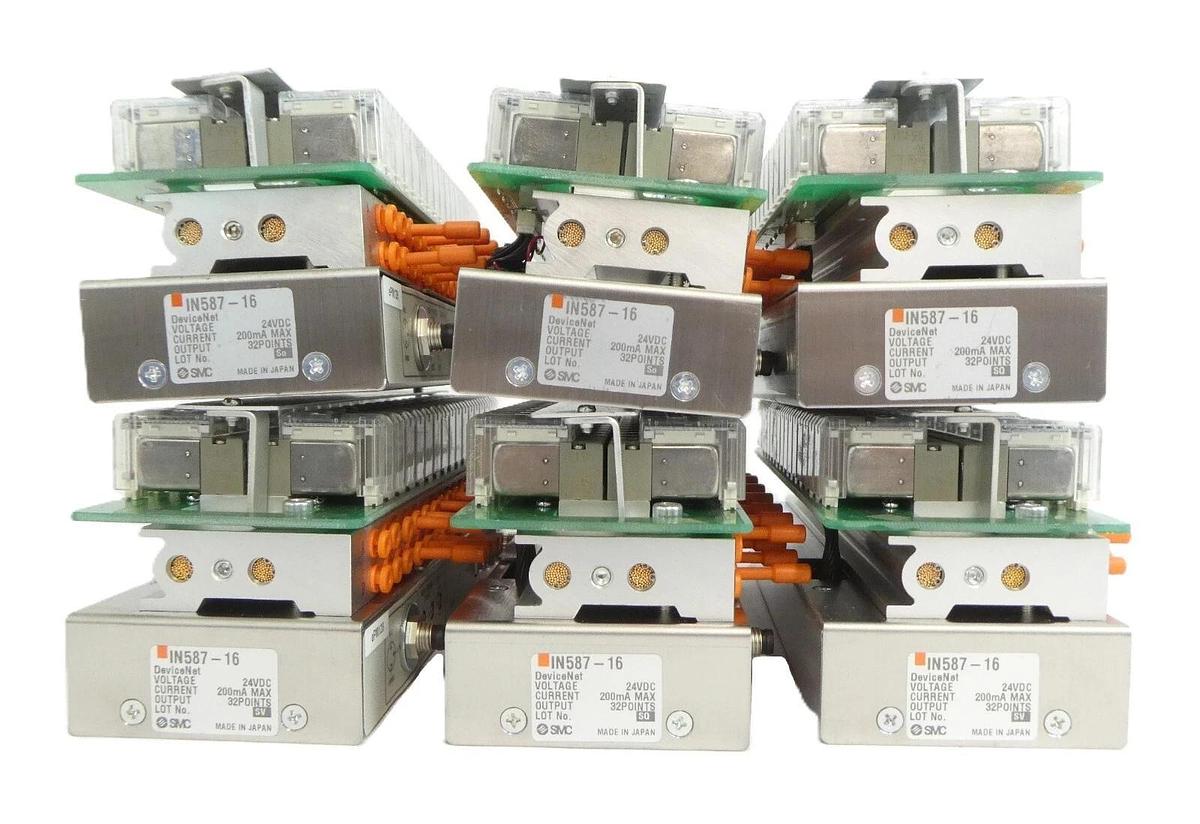 Used SMC IN587-16 16-Port Pneumatic Manifold Assembly Reseller Lot of 6 Working