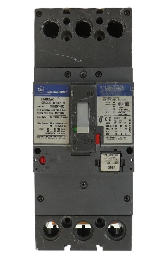 Used General Electric SFHA36AT0250 HI-BREAK Circuit Breaker Spectra RMS Working