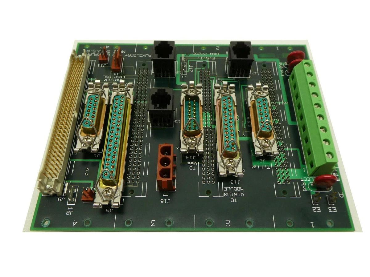 Used ESI Electro Scientific Industries CKA 77266 Auxiliary I/O Backplane PCB Working