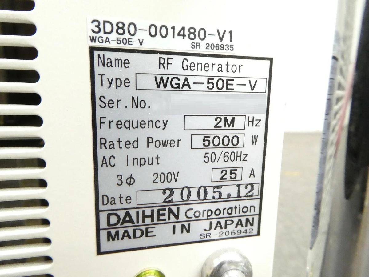 Used Daihen WGA-50E-V RF Generator Stack TEL Tokyo 3D80-001480-V1 Tested Working