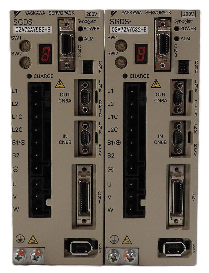 Used Yaskawa Electric SGDS-02A72AY582-E Servo Drive SERVOPACK Lot of 2 Working