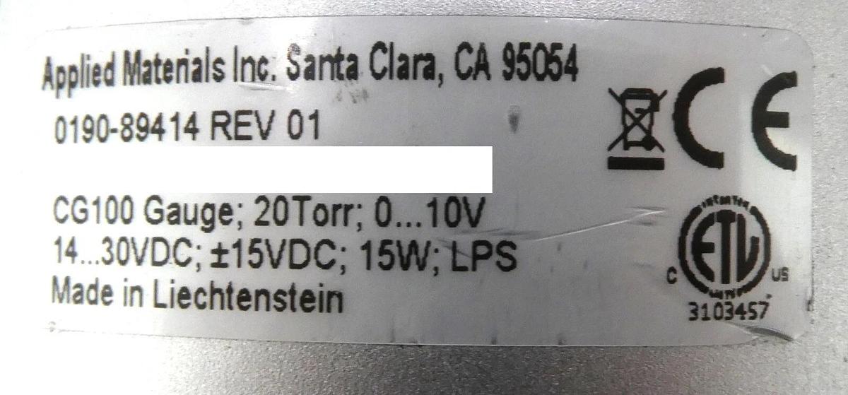 Used AMAT Applied Materials 0190-89414 Baratron Pressure Transducer Tested Working