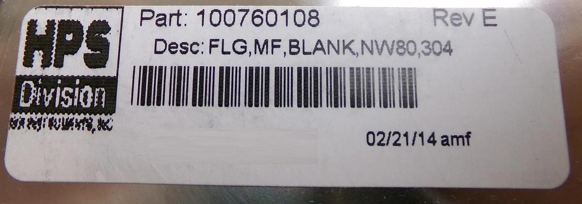 MKS Instruments 100760108 NW80 Vacuum Blank Off HPS 60-00044-00 Lot of 18 New