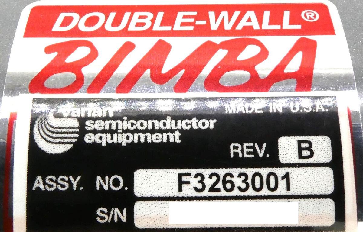 Varian F-3263001 Double Wall Bimba Acting Air Cylinder With Extended Rod New