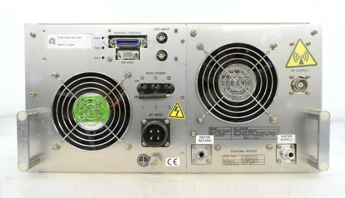 Used ADTEC Plasma Technology AX-3000III RF Plasma Generator AMAT 0190-24250 Surplus