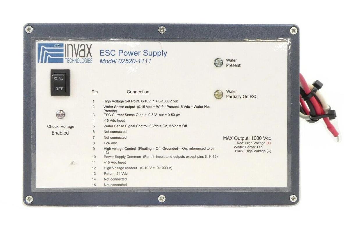 Used Invax Technologies 02520-1111 ESC Electrostatic Chuck Power Supply Working