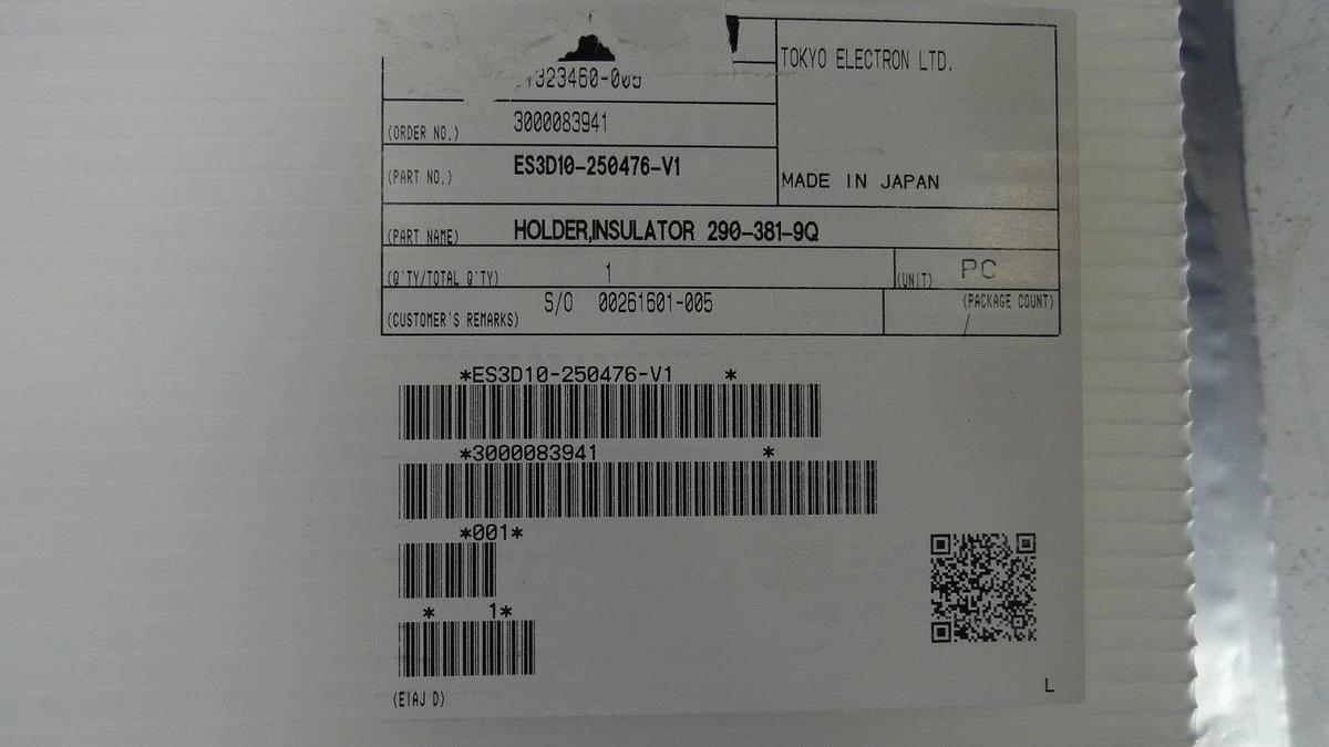 TEL Tokyo Electron ES3D05-250476-V1 Holder Insulator 290-381-9Q New Surplus