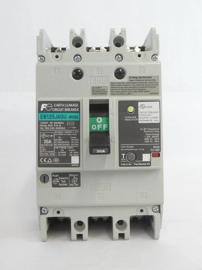 Fuji Eletric EW125JAGU 3-Pole Industrial Circuit Breaker Lot of 4 New Surplus