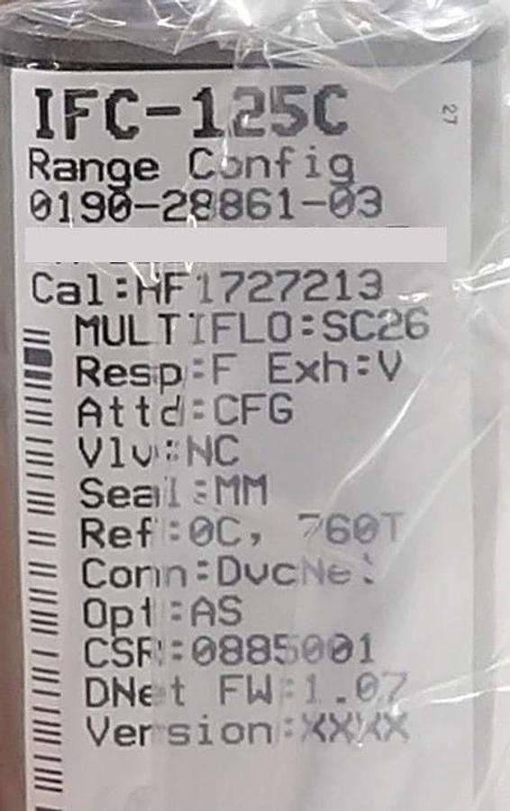Celerity IFC-125C Mass Flow Controller MFC AMAT 0190-28861 New Surplus