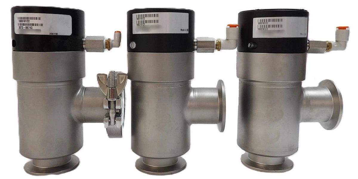 Used MKS Instruments 100018122 Pneumatic Isolation Angle Valve Lot of 3 Working