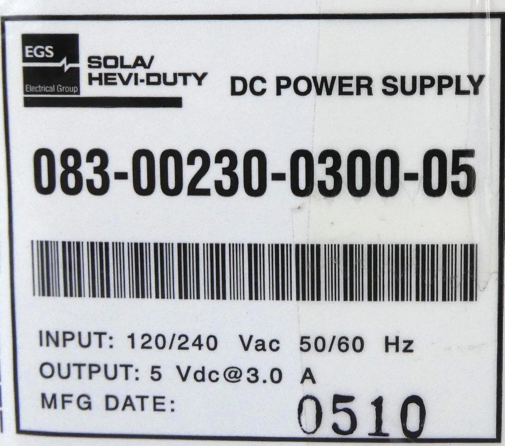 Sola Hevi-Duty 083-00230-0300-05 Linear DC Power Supply New Surplus