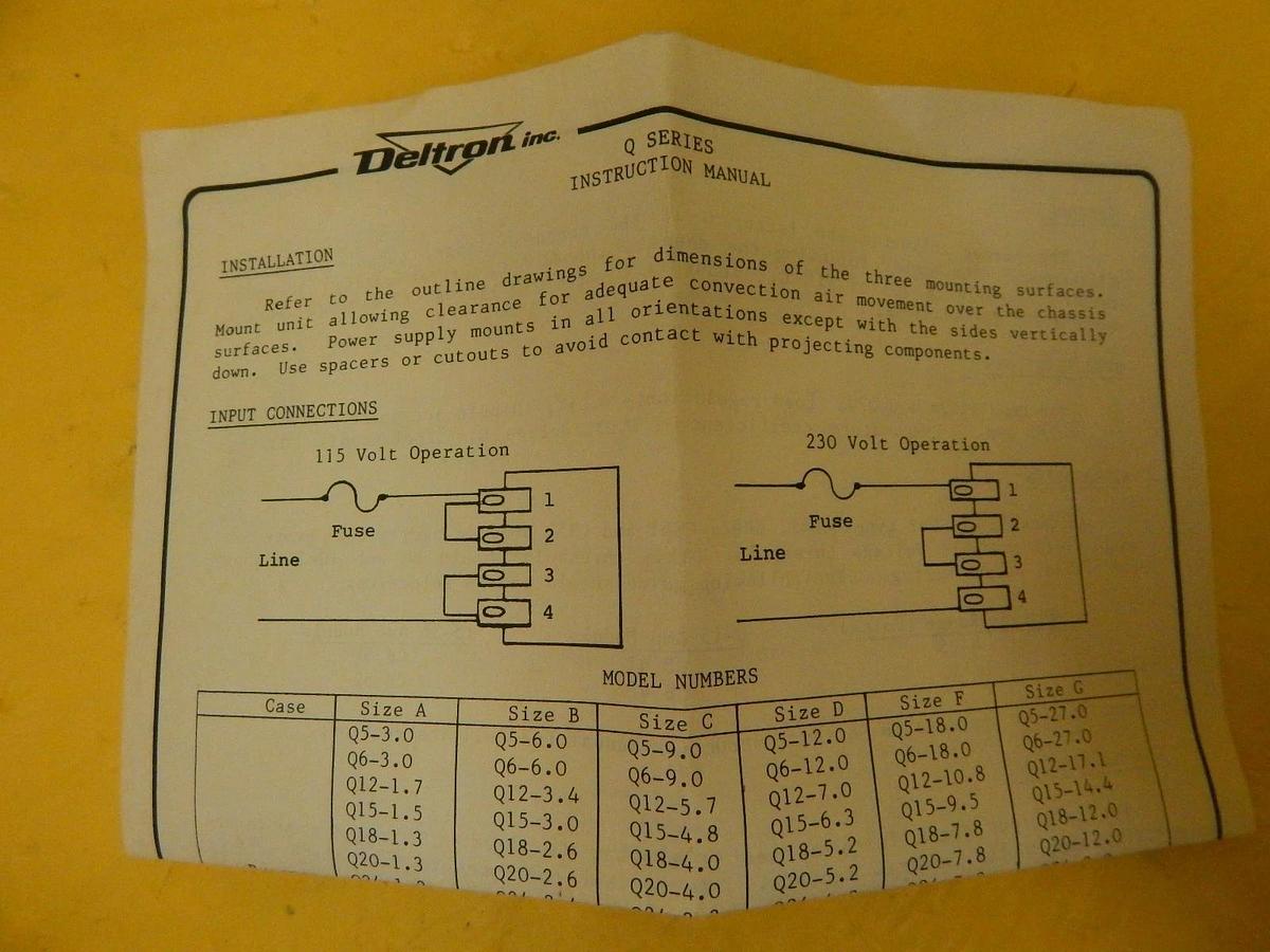 Deltron Q5-12.0 Linear DC Power Supply MRC Materials Research 1010210 New