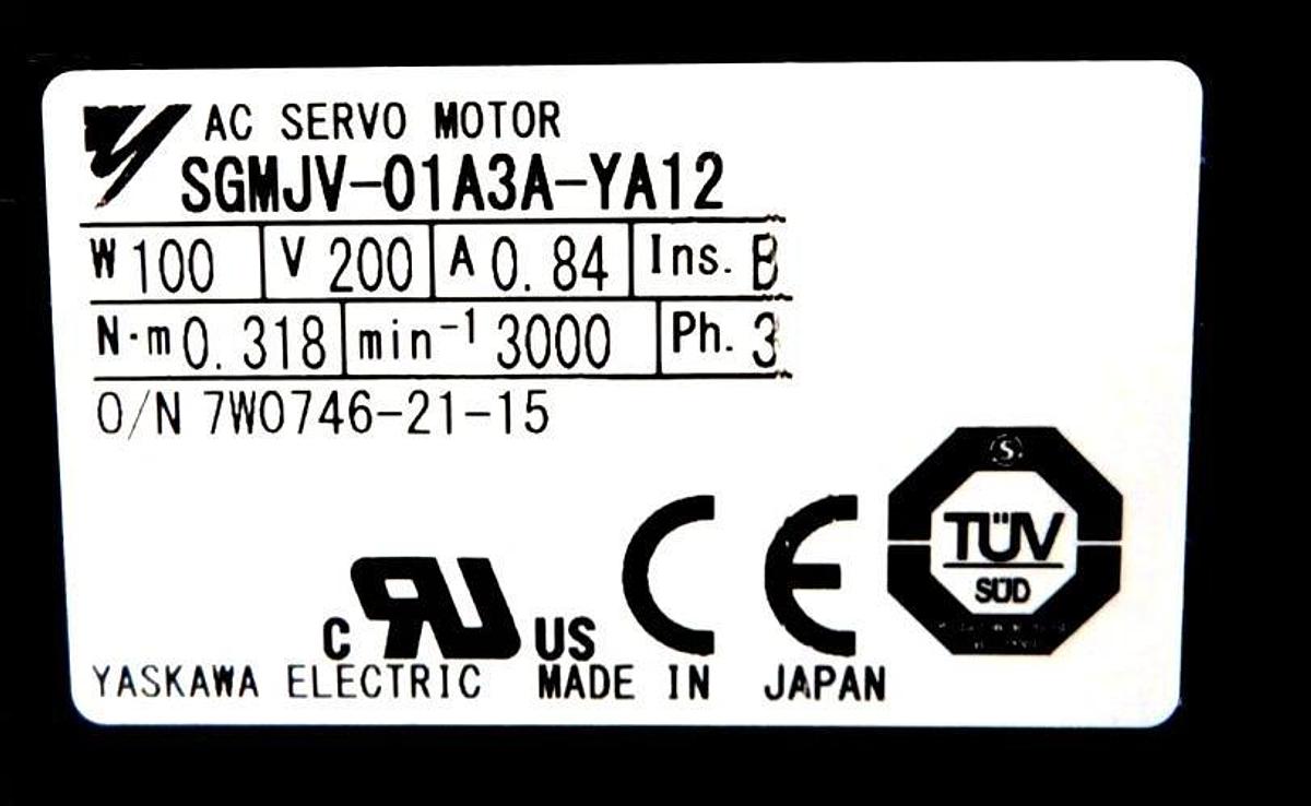 Used Yaskawa Electric SGMJV-01A3A-YA12 AC Servo Motor Reseller Lot of 2 Working