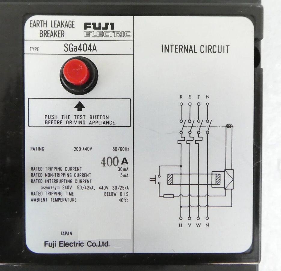 Used Fuji Electric SGa404A Earth Leakage Breaker 200-440V Working Surplus