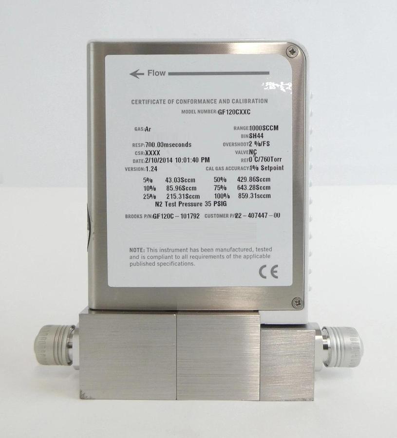 Brooks Instrument GF120C-101792 Mass Flow Controller MFC 1000 SCCM Ar New Spare