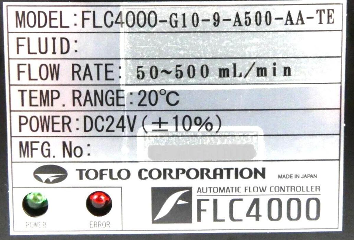 Used Tofco FLC4000-G10-9-A500-AA-TE Automatic Flow Controller FLC4000 Working Surplus