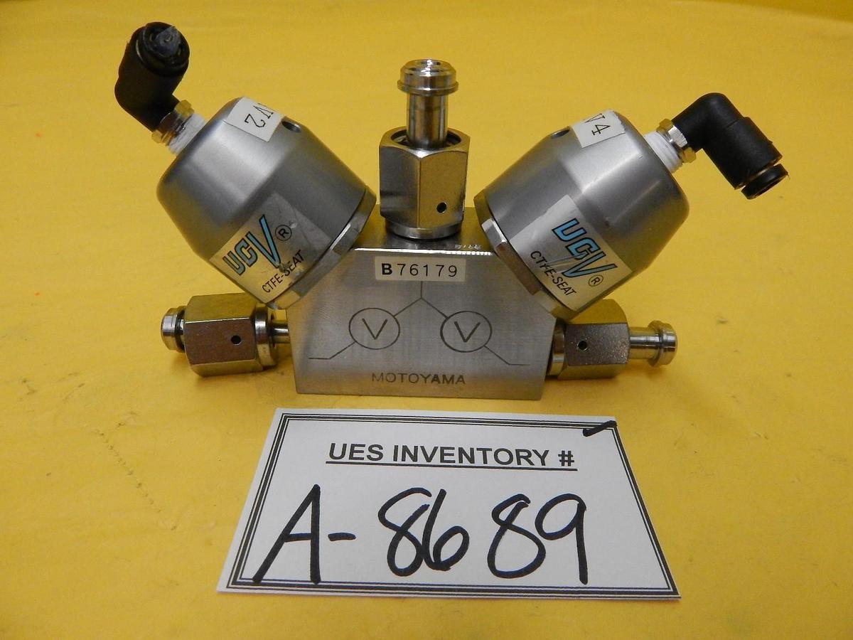 Used Motoyama SUSF316L 3-Way Diaphragm Valve Normally Closed UCV Series Used Working