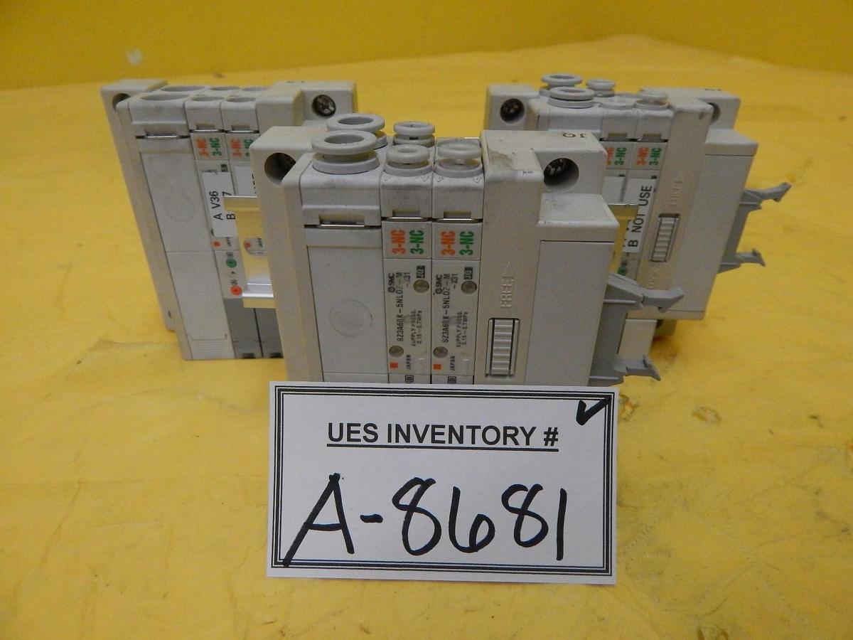 Used SMC 3D80-000057-V1 2-Port Pneumatic Manifold Lot of 3 SZ3A60K-5NLOZ-M-X31 Used