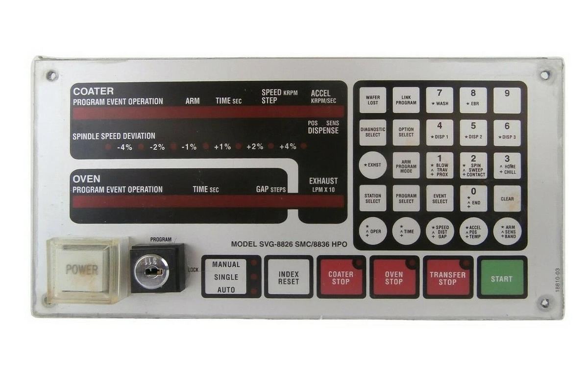 Used SVG Silicon Valley Group SVG-8826 SMC/8836 HPO Coater Interface Panel 80073B