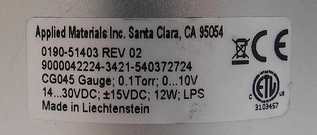 Used Inficon CG045 Capacitance Gauge Baratron AMAT 0190-51403 Lot of 2 New Surplus