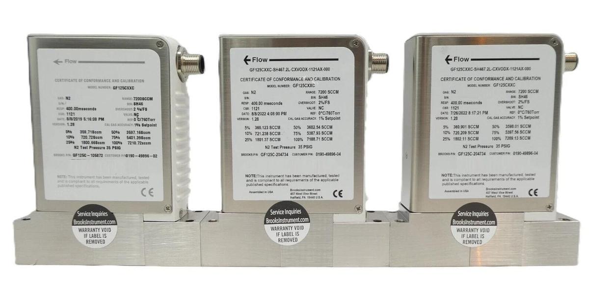 Used Brooks Instrument GF125C Mass Flow Controller MFC GF125CXXC Lot of 8 Working