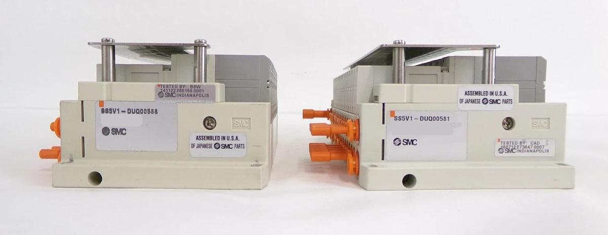 Used SMC SS5V1- Pneumatic Manifold SS5V1-DUQ00578 SS5V1-DUQ00584 Lot of 4 Working