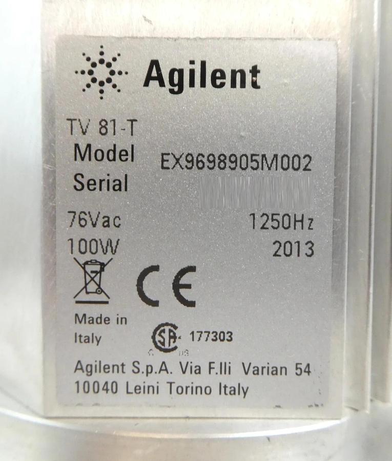 Used TV 81-T Agilent EX9698905M002 Turbo Pump & Controller 9698970M003 Sciex Working