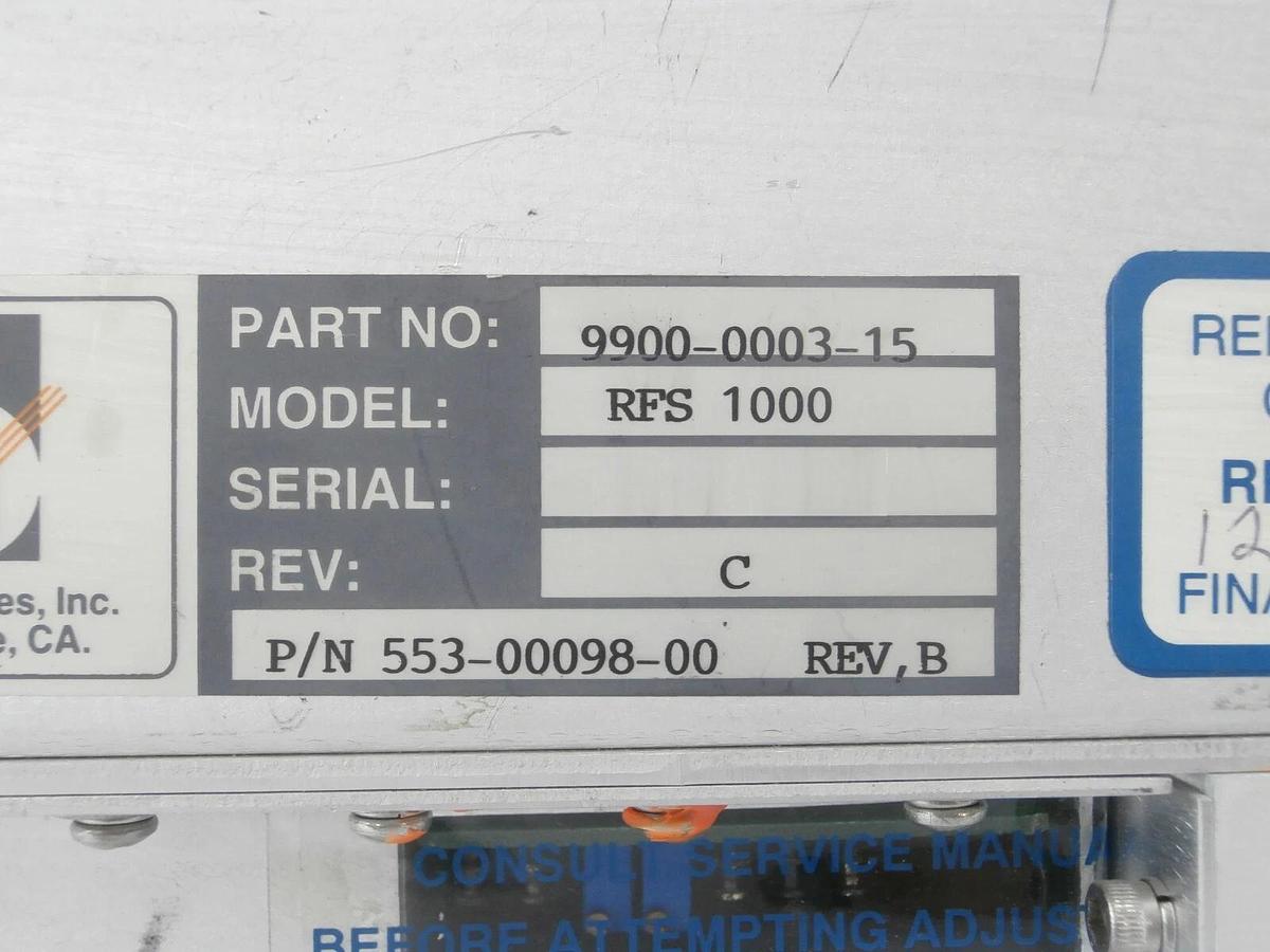 Used RF Services 9900-0003-15 RF Match RFS 1000 Mattson 553-00098-00 Working Surplus