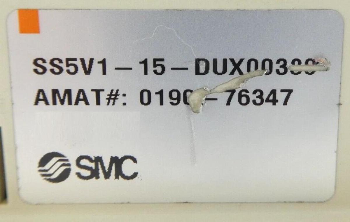 Used SMC SS5V1-15-DUX00300 15-Port Pneumatic Manifold AMAT 0190-76347 Working Surplus