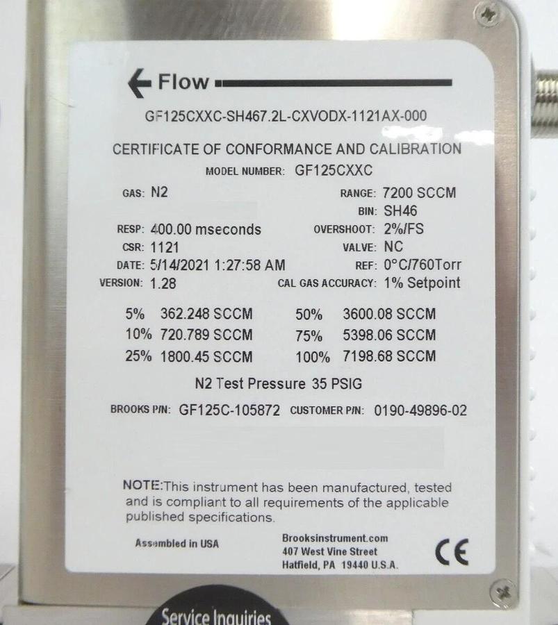 Used Brooks Instrument GF125CXXC Mass Flow Controller MFC Lot of 9 Working Spare