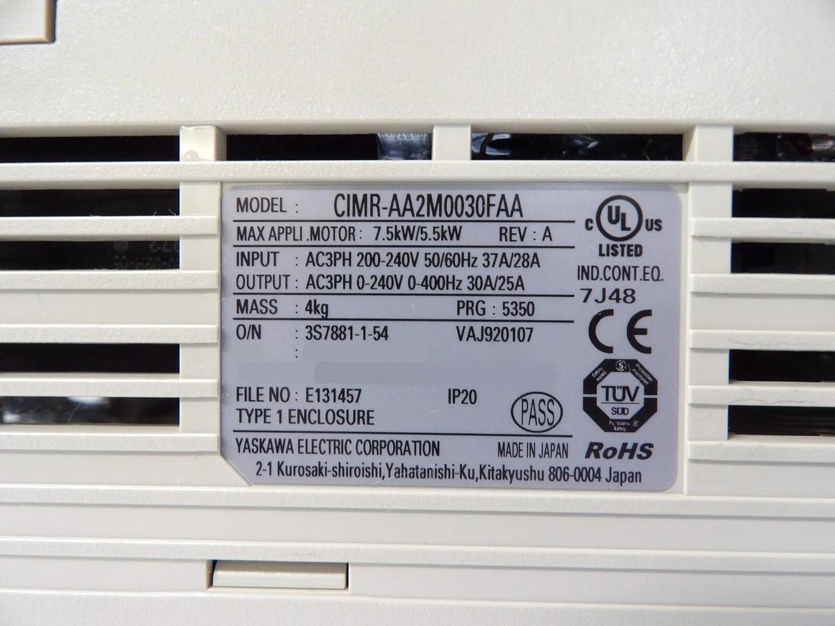 Used Yaskawa CIMR-AA2M0030FAA Digital Operator Inverter AC Drive A1000 Working Spare