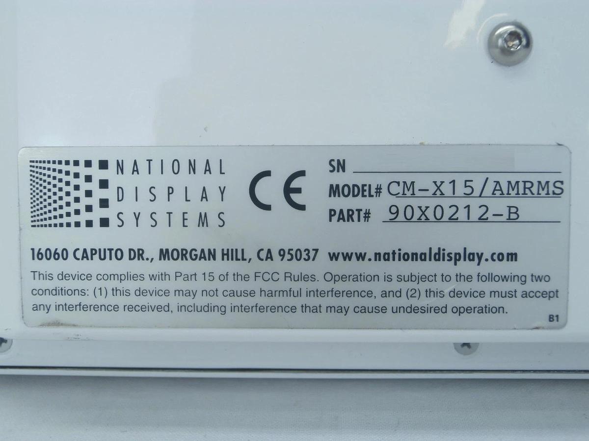 Used National Display Systems 90X0212-B Touchscreen Monitor CM-X15/AMRMS AMAT Working
