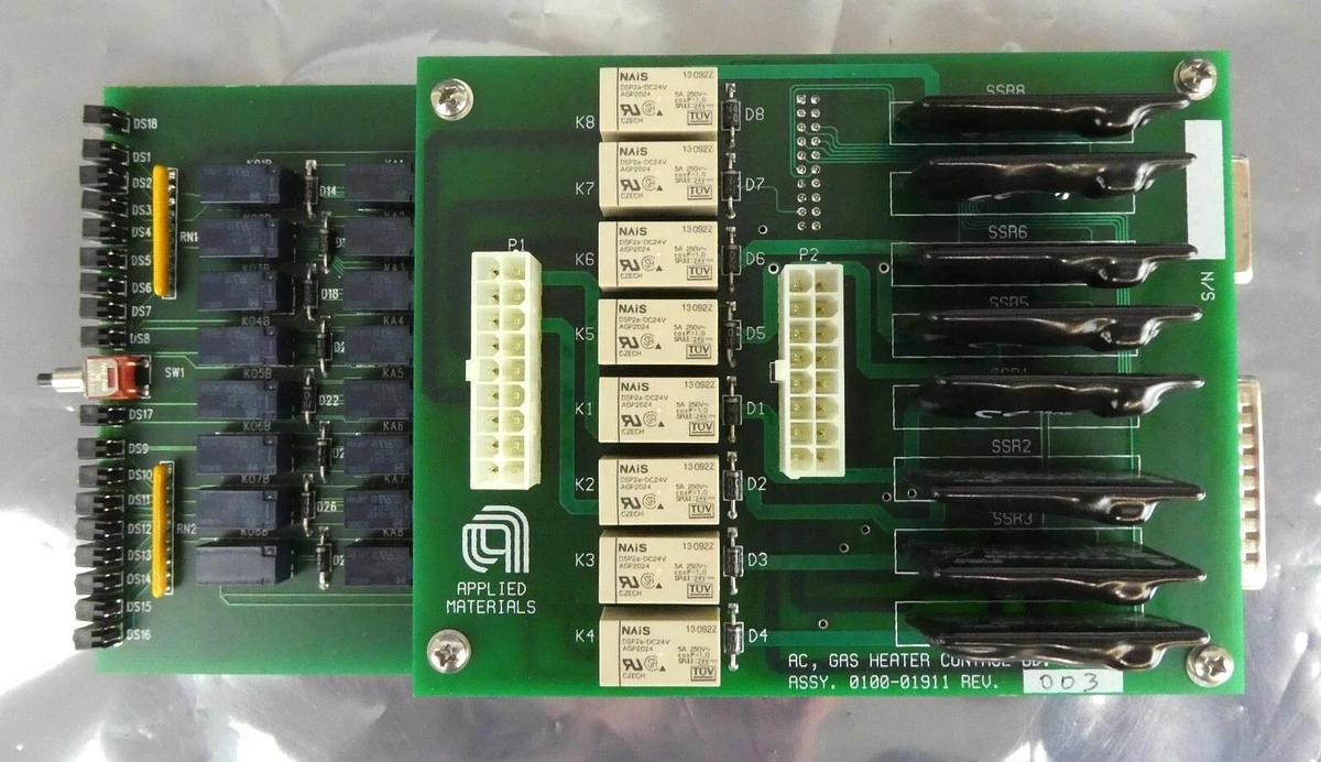 Used AMAT Applied Materials 0100-01911 AC Gas Heater Control Module PCB Working