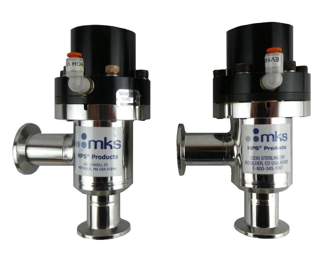Used MKS Instruments UHV-25-AKK-ENVN Pneumatic Angle Vacuum Valve Lot of 2 Working