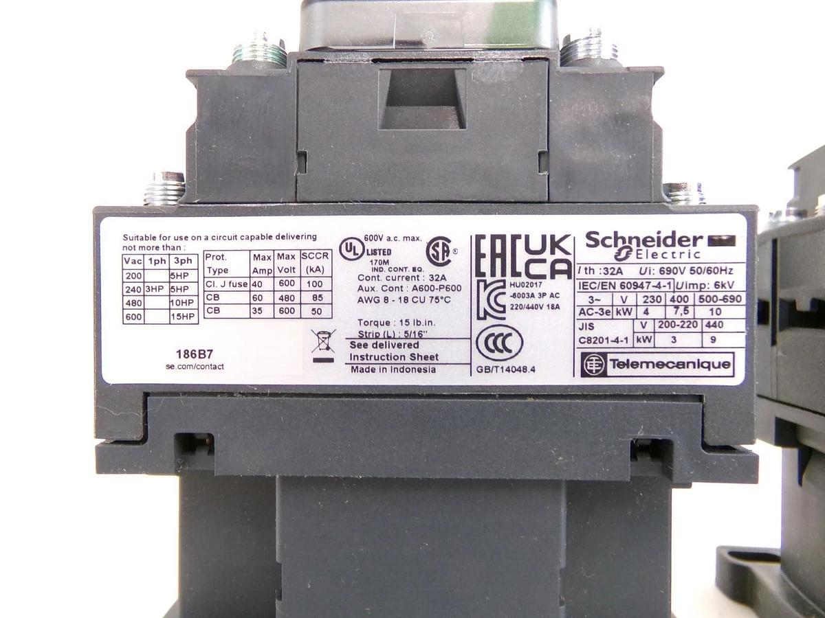 Schneider Electric LC1D186B7 Contactor LC1D TeSys Deca Reseller Lot of 5 New