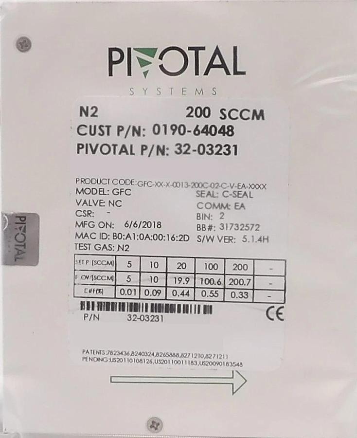 Used Pivotal Systems 32-03231 Mass Flow Controller MFC AMAT 0190-64048 Lot of 4 New