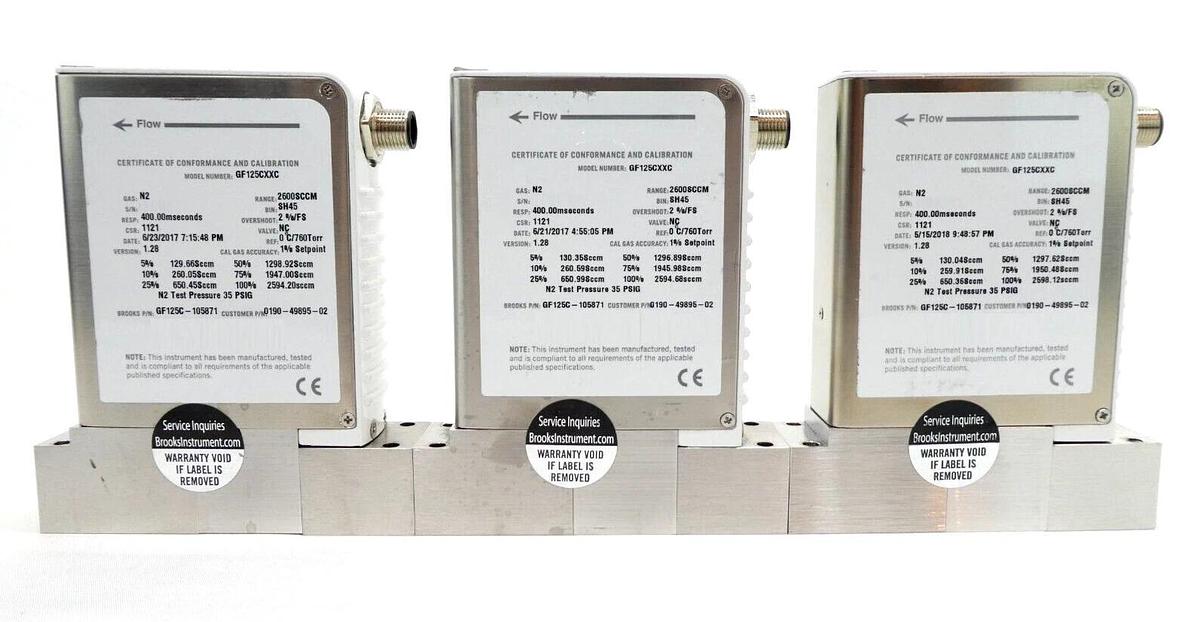 Used Brooks Instrument GF125CXXC Mass Flow Controller MFC GF125 Ar Reseller Lot of 12