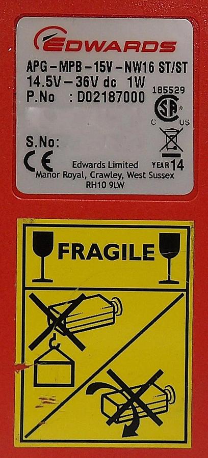 Used Edwards D02187000 Active Pirani Vacuum Gauge APG-MPB-15V-NW16 Lot of 6 Working