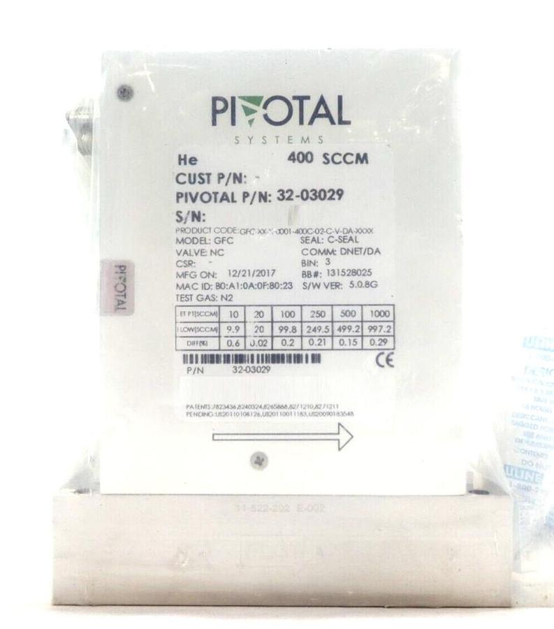 Pivotal Systems 32-03029 Mass Flow Controller MFC 400 SCCM He New Surplus