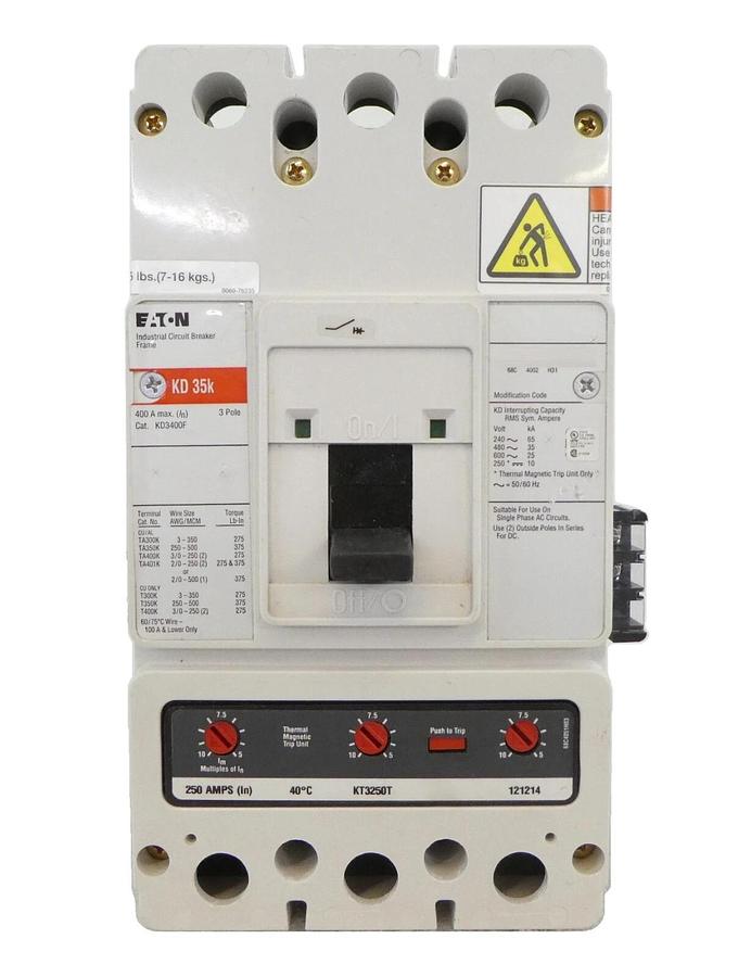 Used Eaton KD3400F Industrial Circuit Breaker Assembly KD 35k Working Spare Surplus