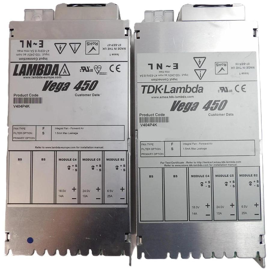 Used Lambda V404P4K Modular Power Supply Assembly Vega 450 Lot of 2 Working