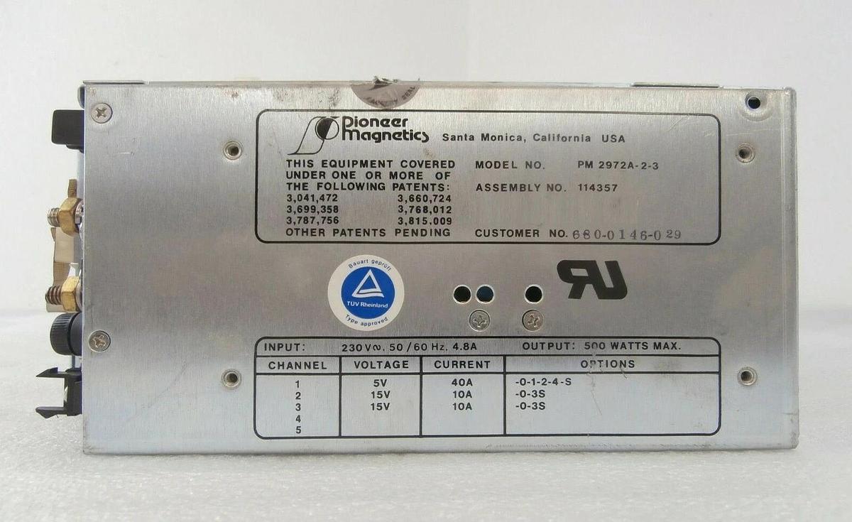 Used Pioneer Magnetics PM 2972A-2-3 DC Power Supply 114357 SVG 680-0146-029 Working