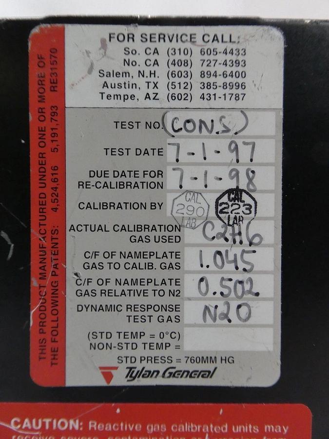 Used Tylan FC-2900V Mass Flow Controller MFC 2900 Series 200 SCCM CHF3 Used Working