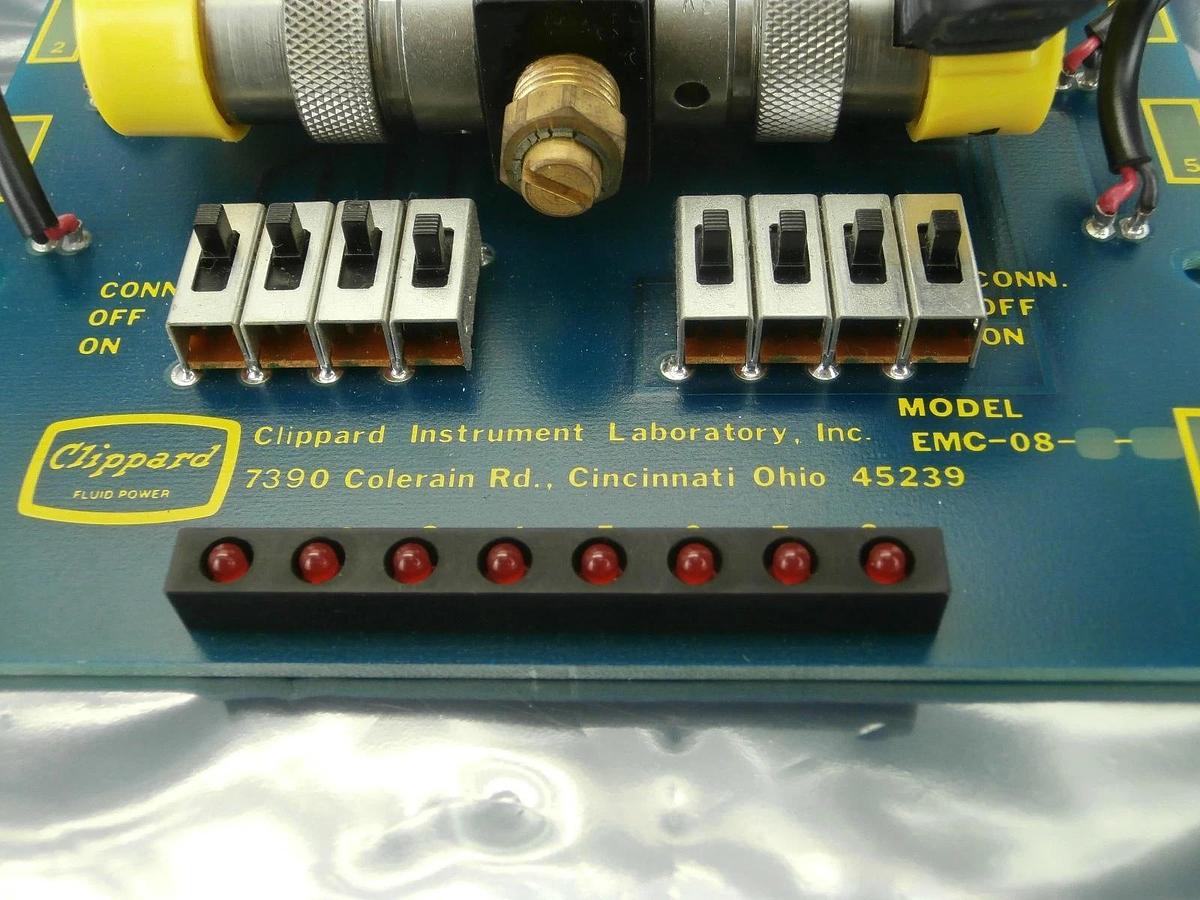 Used Clippard Instrument Laboratory EMC-08 8-Port Pneumatic Control Board PCB Used