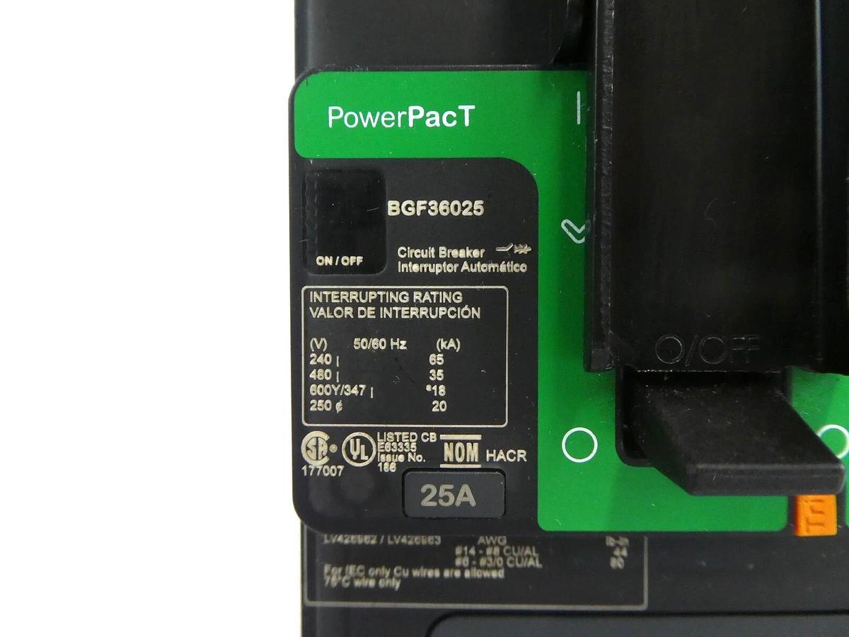 Used Schneider Electric BGF36025 3 Pole Circuit Breaker PowerPacT Lot of 3 Working