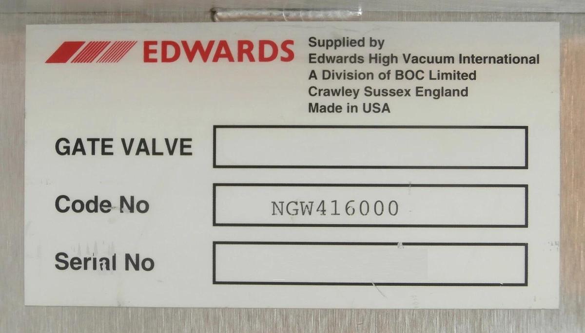 Used Edwards NGW416000 Pneumatic Gate Valve Copper Cu Exposed Working Spare