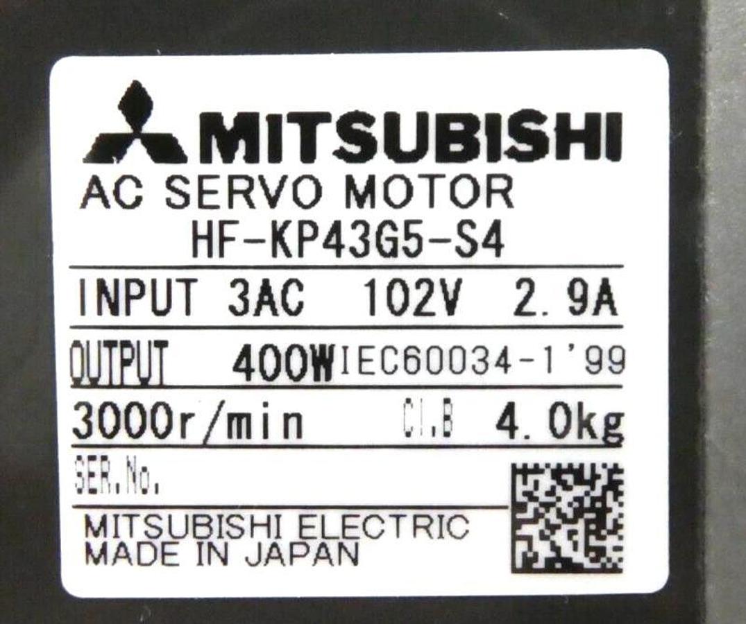 Used Mitsubishi Hf-KP43G5-S4 AC Servo Motor HD Systems HPG-20A-11-F0EKS-DC Working